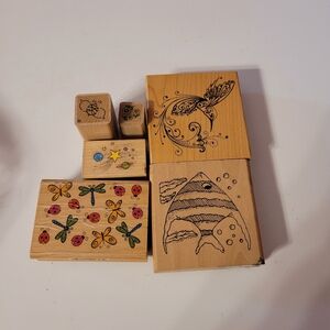 Lot 6 Rubber Stamps Used and Unused Mixed Themes and Brands Hero Arts etc